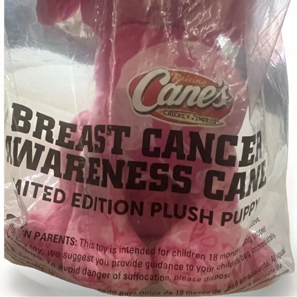 Raising Canes Limited Edition Breast Cancer Awareness Puppy Plush - Picture 4 of 5